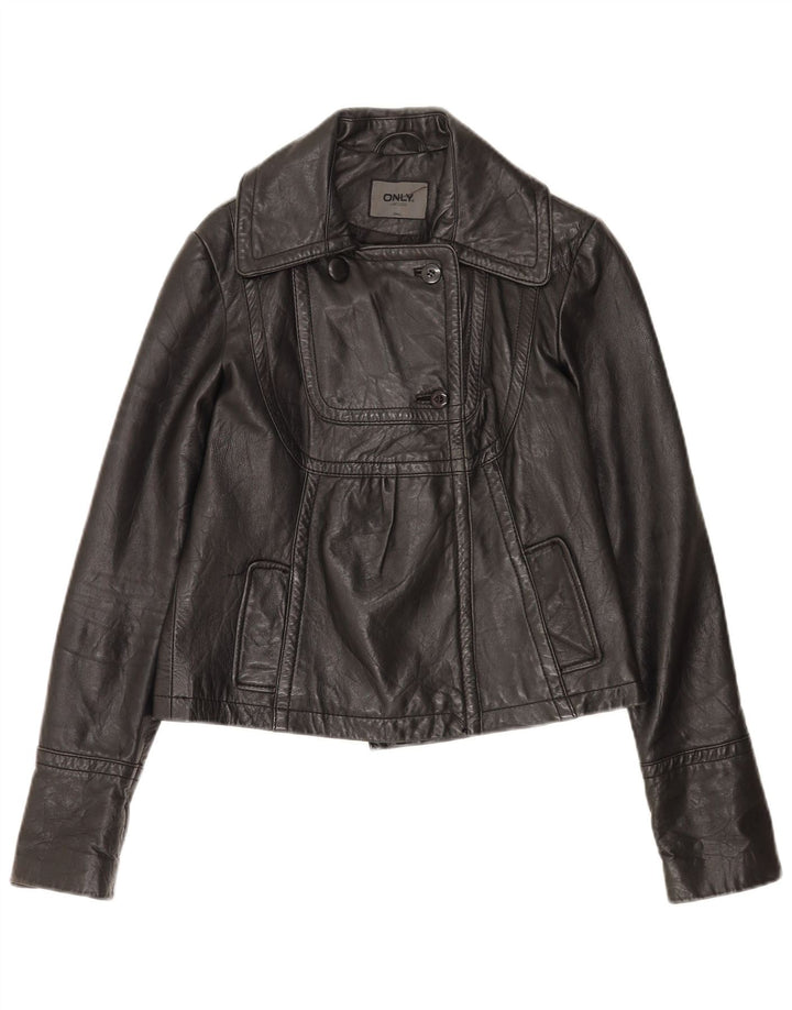 Only Chaqueta de cuero para mujer UK 40 Small Cuero negro