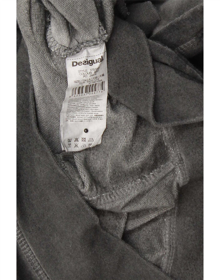 Desigual Hombre Botón Cuello Sudadera Con Capucha Jumper Grande Gris Algodón
