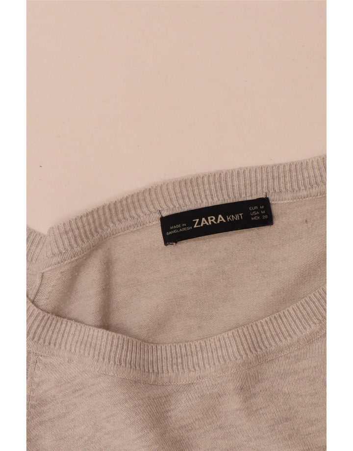 Zara Jersey oversize con cuello barco para mujer, talla 44, viscosa gris medio