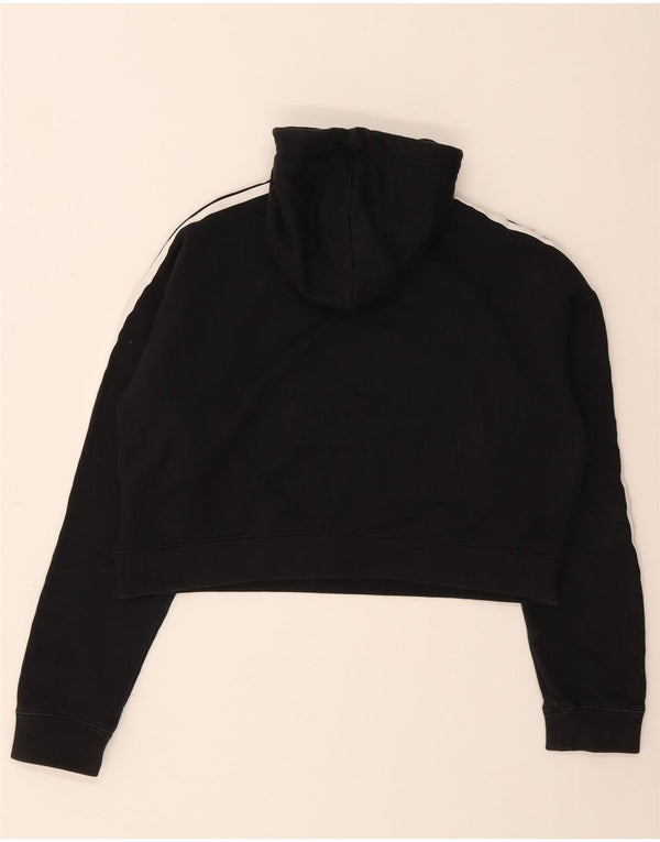 Adidas Mujer Crop Oversize Sudadera con capucha Jumper UK 8 Pequeño Algodón Negro