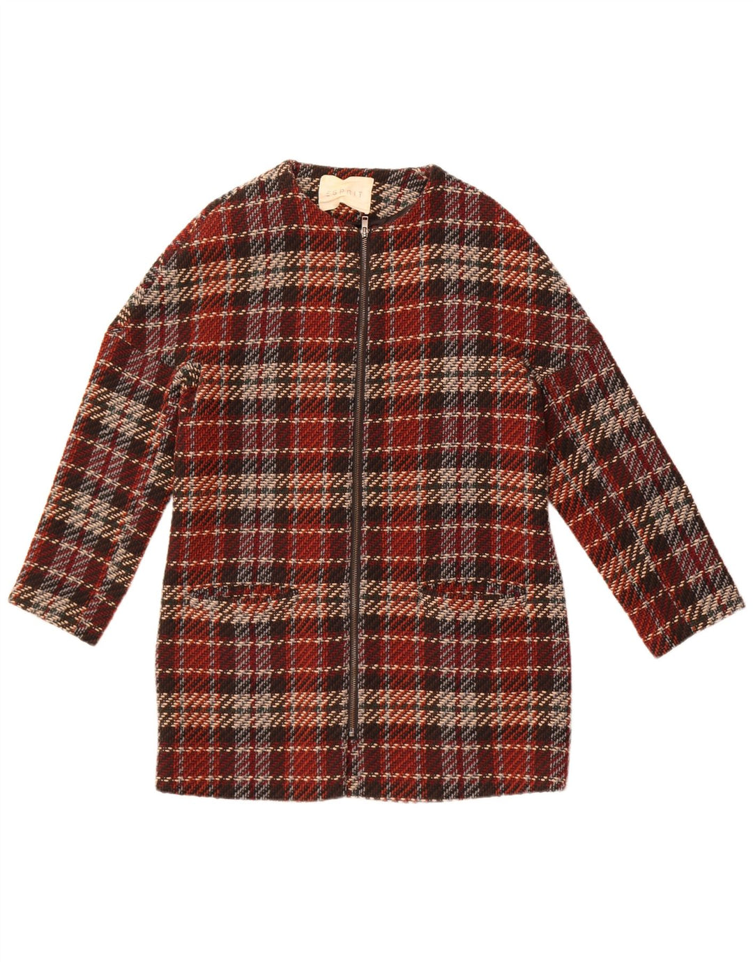 Esprit Abrigo para mujer UK 42 Medium Borgoña Check
