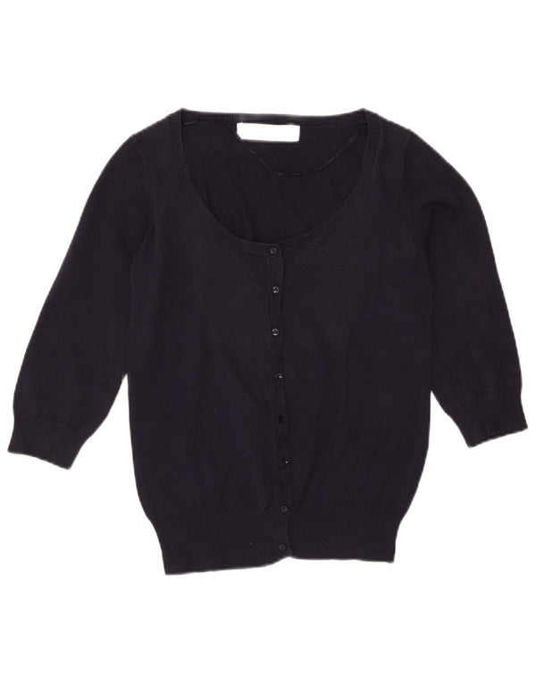 Zara - Cárdigan de manga 3/4 para mujer, talla 40, algodón azul marino mediano