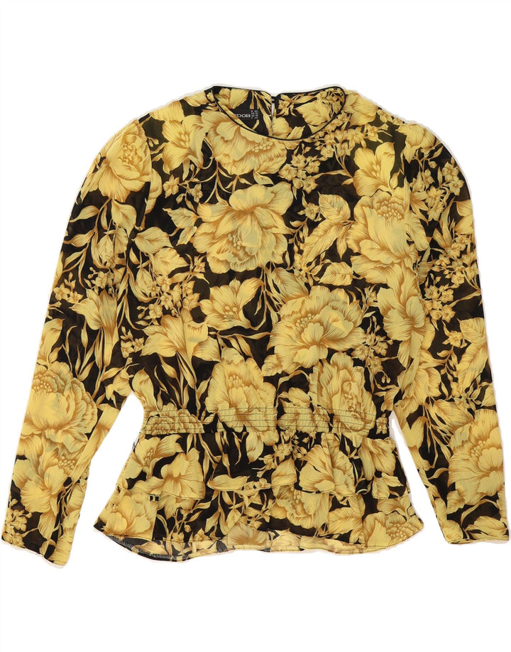 HARDOB Womens Long Sleeve Blouse Top UK 16 Large  Yellow Floral Polyester Vintage Hardob and Second-Hand Hardob from Messina Hembry 