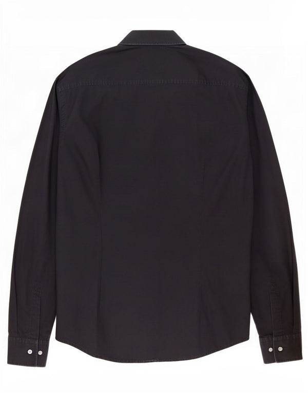 Hugo Boss Camisa Slim Fit para hombre Talla 39 15 1/2 Mediana Algodón negro