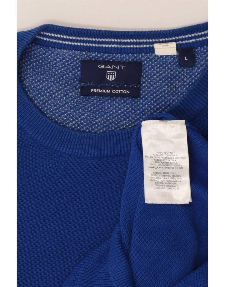 Gant Jersey De Cuello Redondo Para Hombre Jersey De Algodón Azul Grande