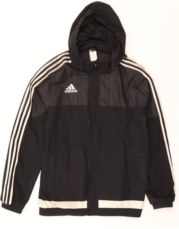 ADIDAS Chaqueta impermeable con capucha para hombre UK 38 Mediano Negro Colorblock Poliéster