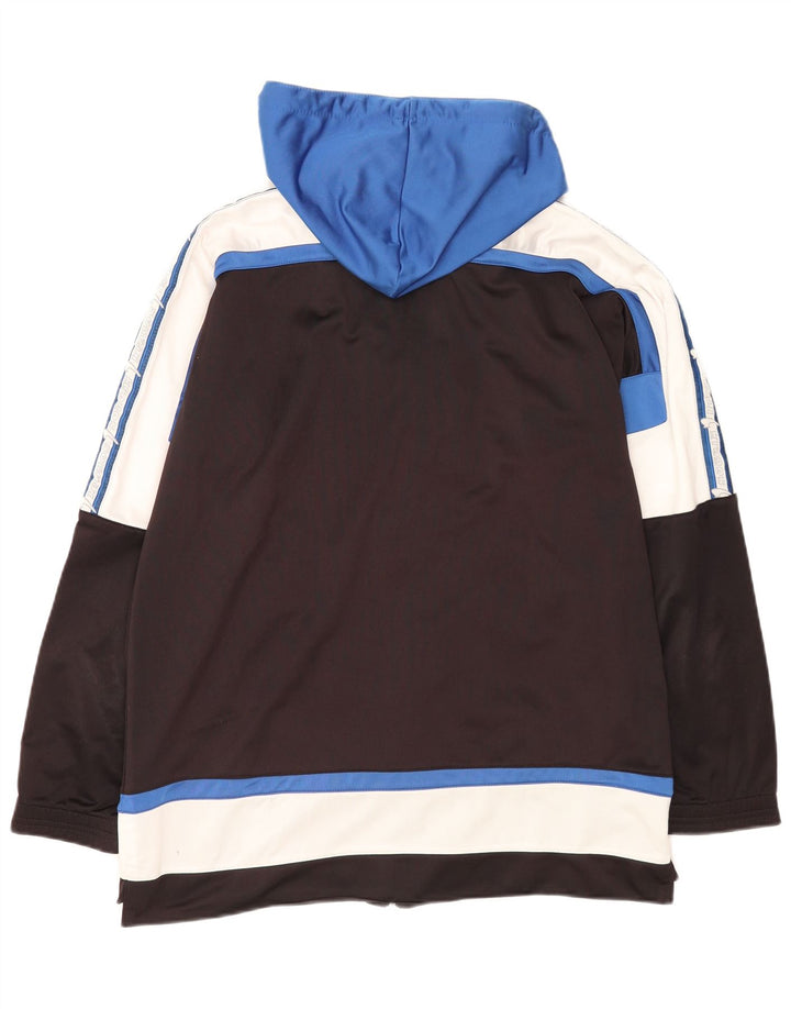 Kronos - Chaqueta de chándal con capucha para hombre, color negro medio, poliéster con bloques de color