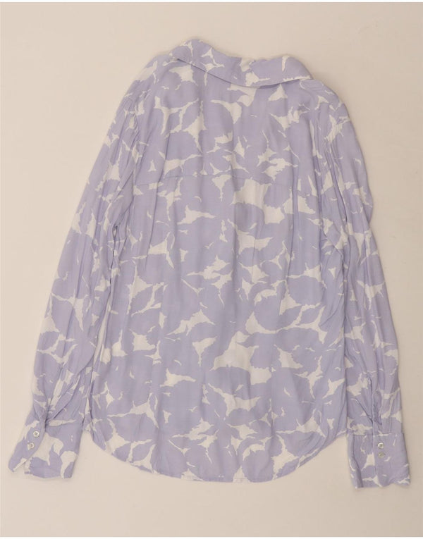 BENETTON Camisa de Mujer UK 44 Viscosa Floral Púrpura Mediana