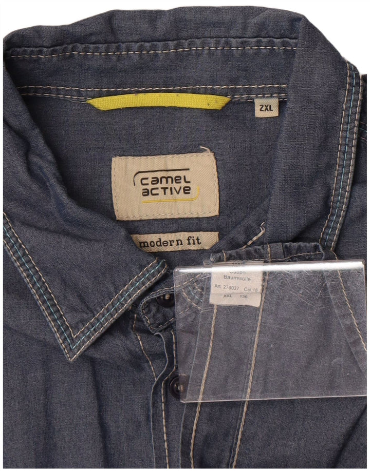 Camel Active Camisa de ajuste moderno para hombre 2XL Algodón azul marino