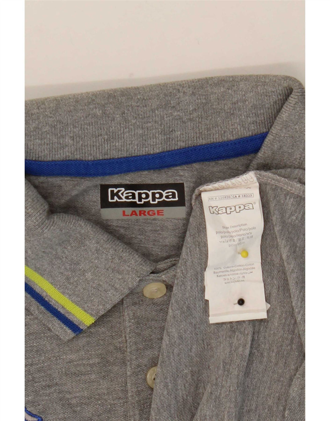 Polo Kappa Hombre De Algodón A Rayas Gris Grande
