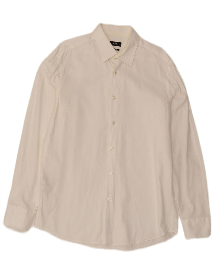 Hugo Boss Camisa de corte regular para hombre Talla 41 Algodón blanco grande