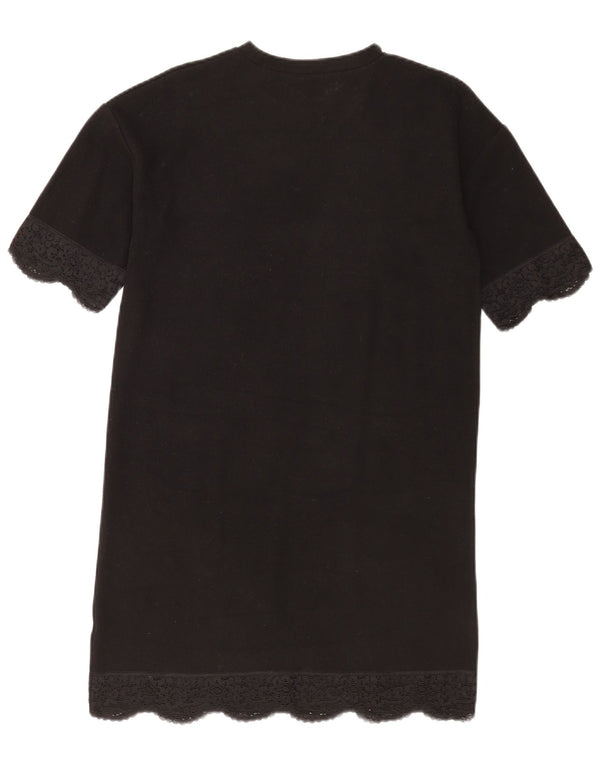 Zara Mujer Trafaluc Vestido Camiseta Reino Unido 10 Pequeño Negro Floral