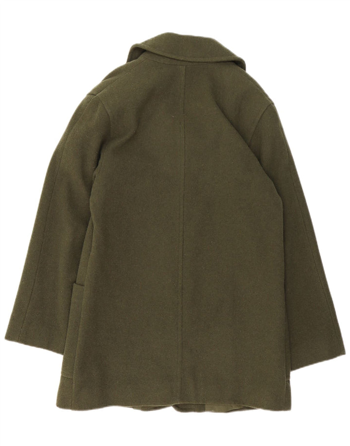 VINTAGE Abrigo de gran tamaño para mujer Reino Unido 10 Pequeña lana verde