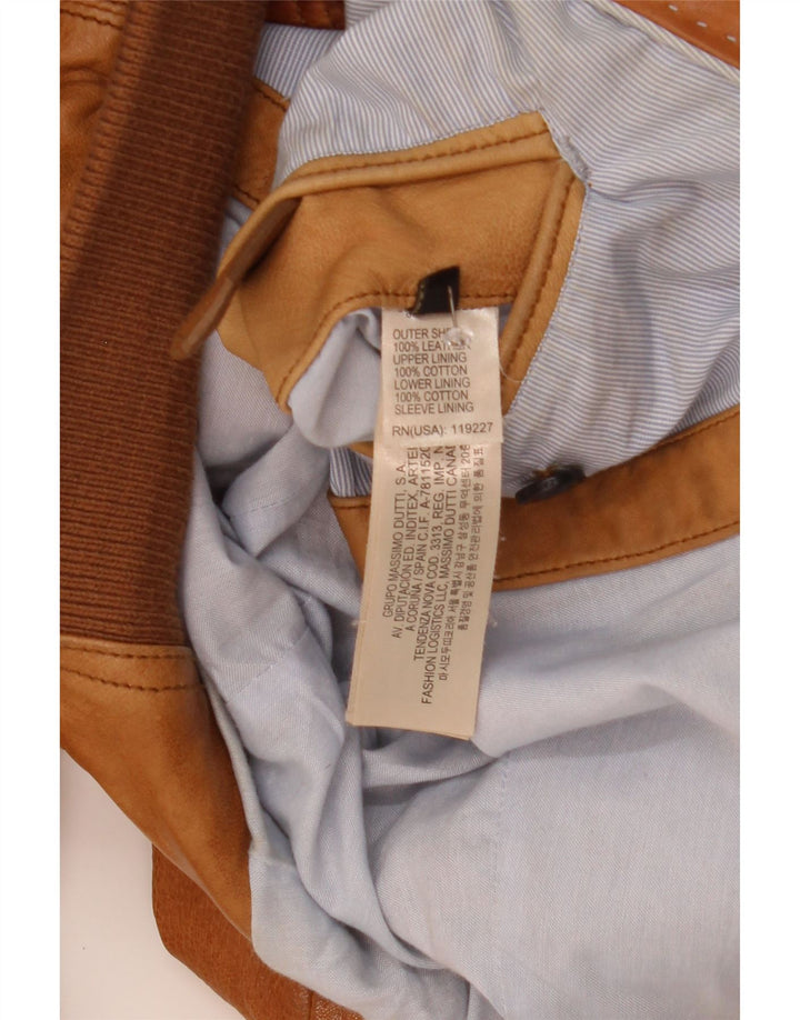 Massimo Dutti Chaqueta De Cuero Para Hombre UK 40 Large Cuero Marrón
