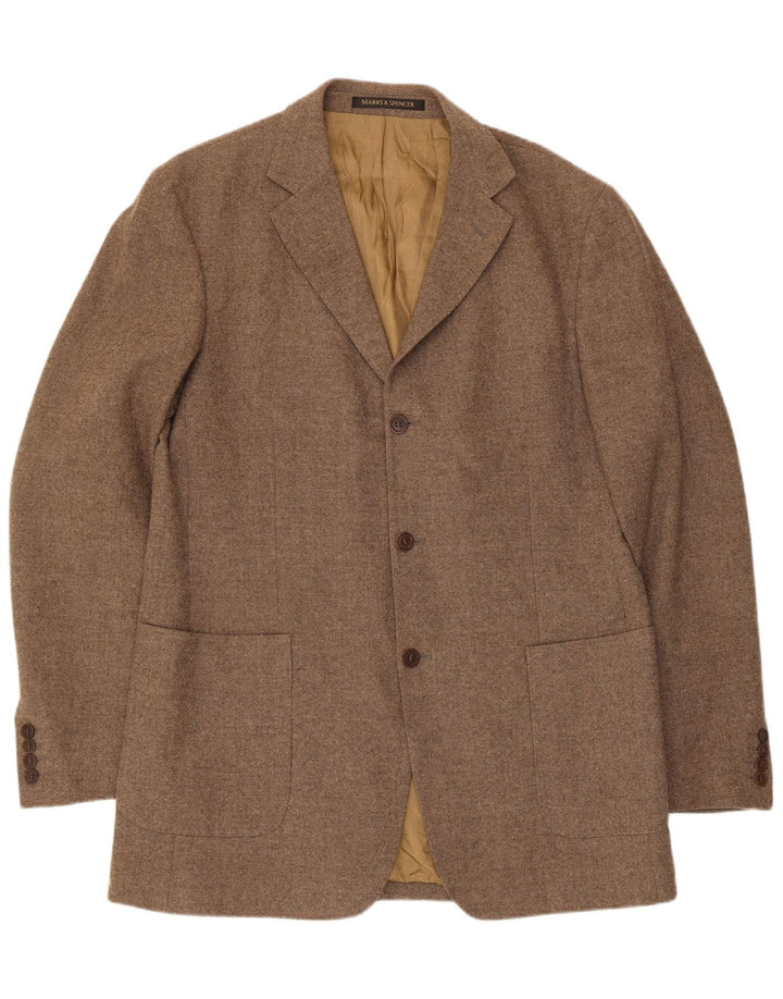 Marks & Spencer Chaqueta tipo blazer de 3 botones para hombre UK 42 Large Brown New Wool