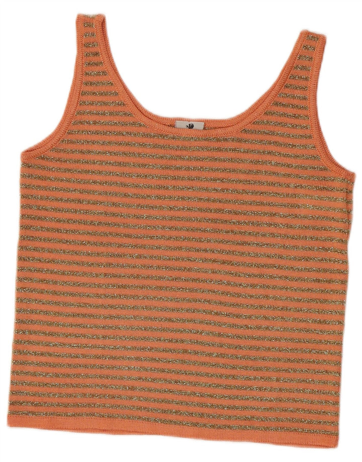 Vintage mujer punto Cami Top IT 42 rayas naranja medio