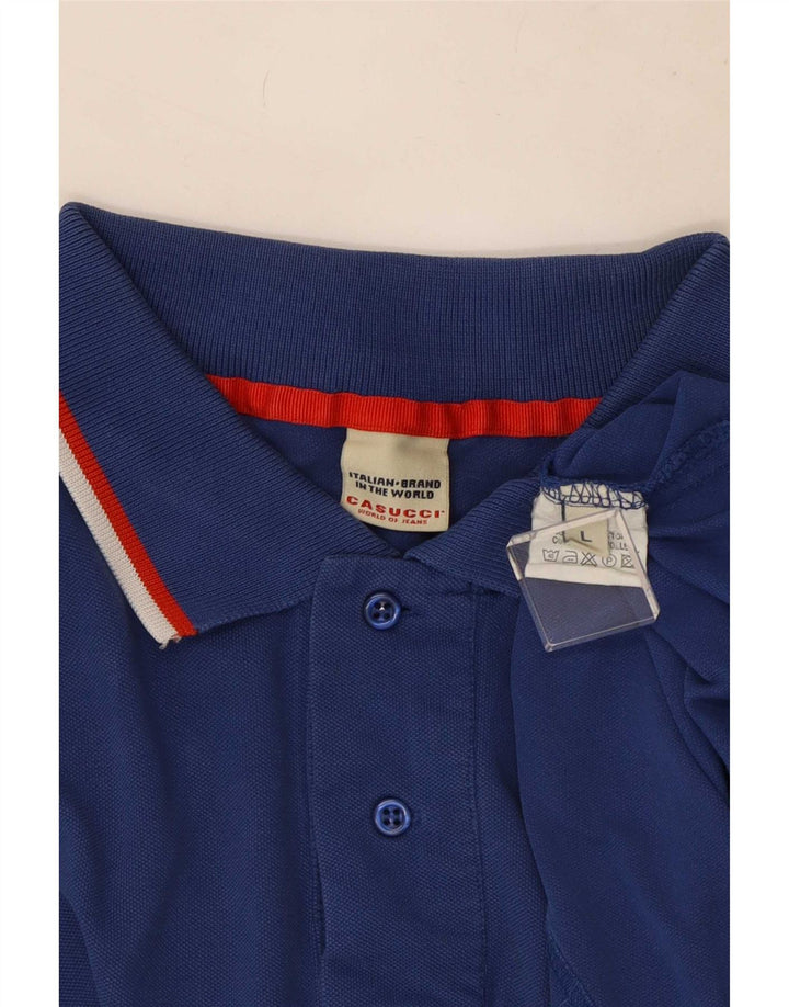 Casucci Polo para hombre de algodón a rayas azules grandes