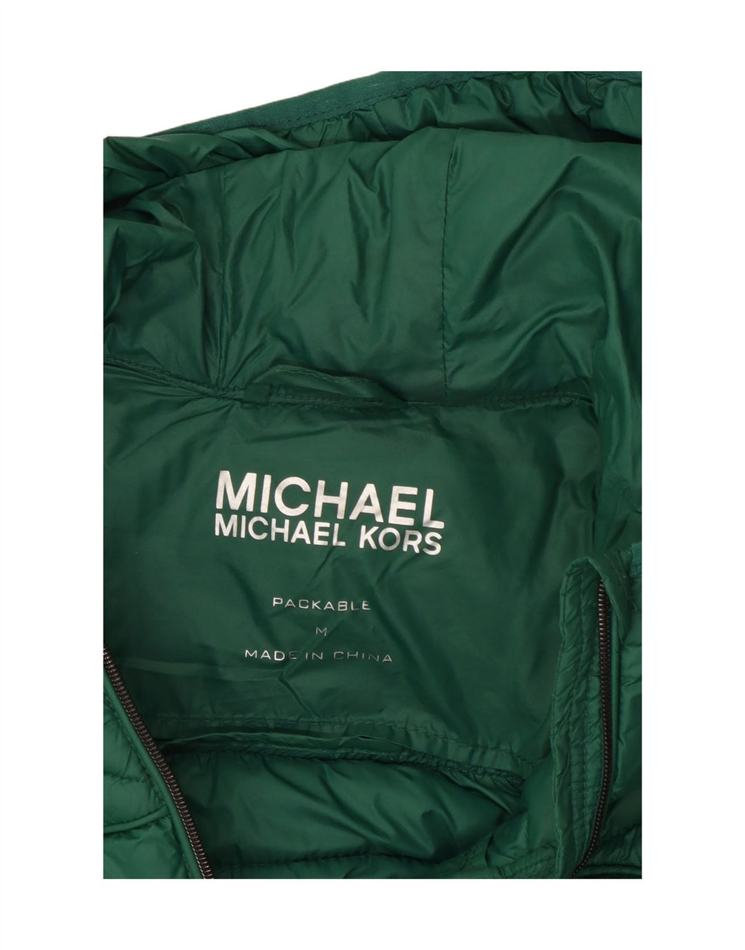 Michael Kors Chaqueta acolchada con capucha para mujer UK 44 Nylon verde medio