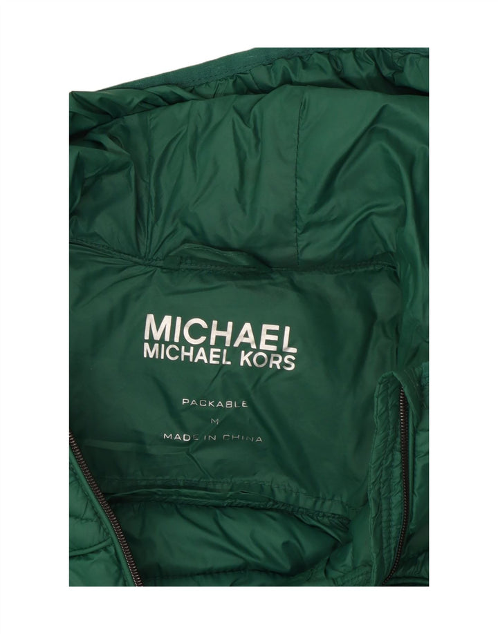 Michael Kors Chaqueta acolchada con capucha para mujer UK 44 Nylon verde medio
