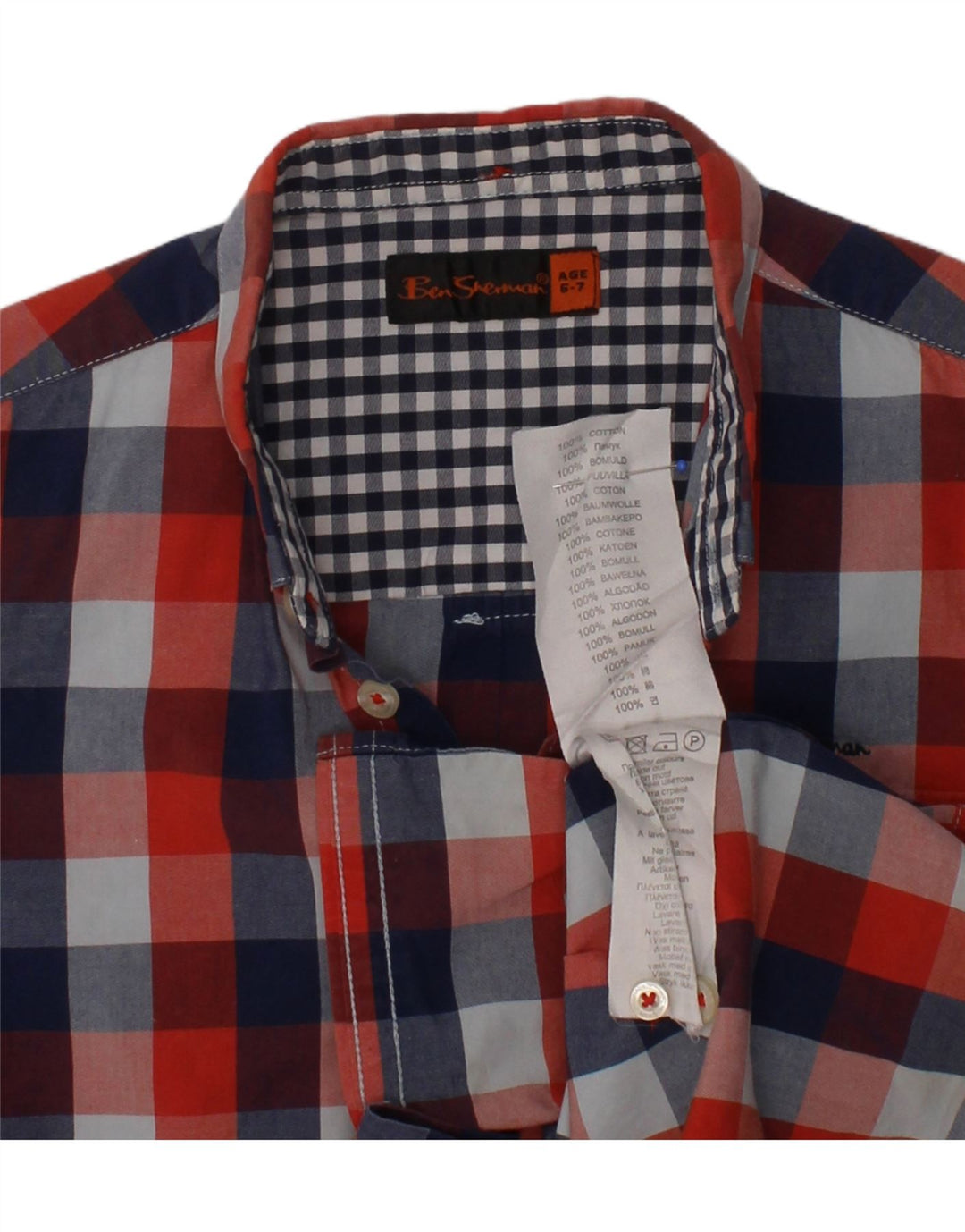 BEN SHERMAN Boys Short Sleeve Shirt 6-7 Years Red Check Cotton Vintage Ben Sherman and Second-Hand Ben Sherman from Messina Hembry 