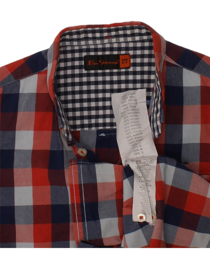 BEN SHERMAN Boys Short Sleeve Shirt 6-7 Years Red Check Cotton Vintage Ben Sherman and Second-Hand Ben Sherman from Messina Hembry 
