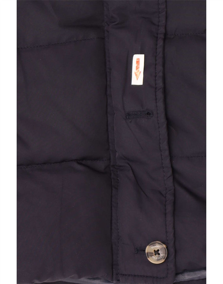 Tommy Hilfiger Chaqueta acolchada con capucha para mujer UK 12 Mediana Azul marino Poliéster