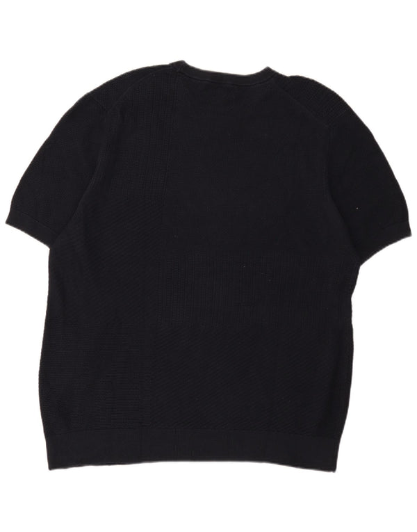 Autograph  Mens Short Sleeve Crew Neck Jumper Sweater XL Navy Blue Cotton