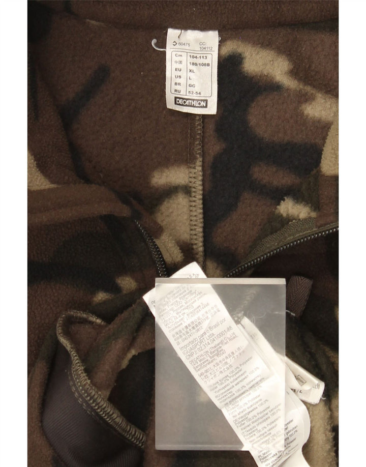 Decathlon Chaqueta polar para hombre UK 40 Large Marrón Camuflaje Poliéster