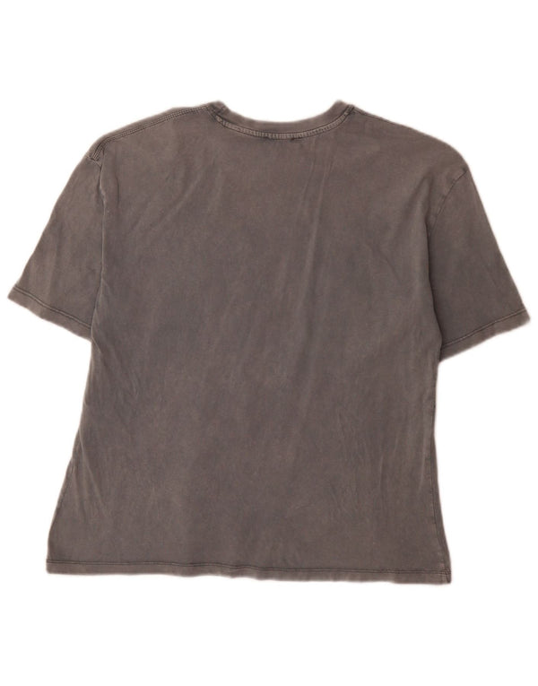 Zara Mujer New York Graphic Camiseta Top UK 10 Small Gris Algodón