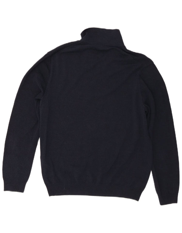 Reiss Mens Polo Neck Jumper Sweater Grande Azul Marino Algodón