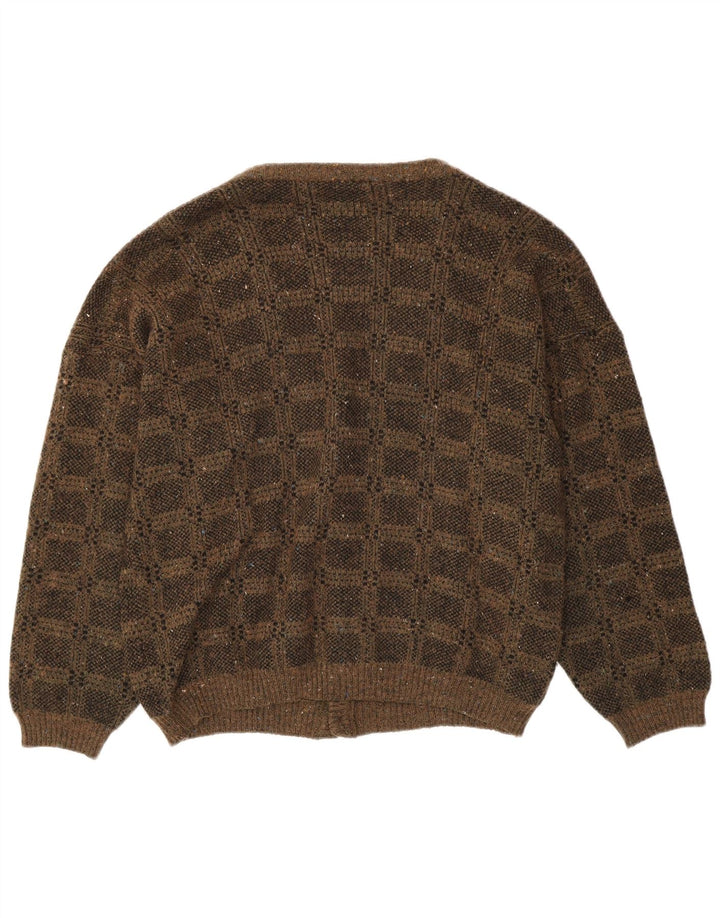 Viky Tricot Cárdigan para hombre IT 52 Grande Marrón Geométrico