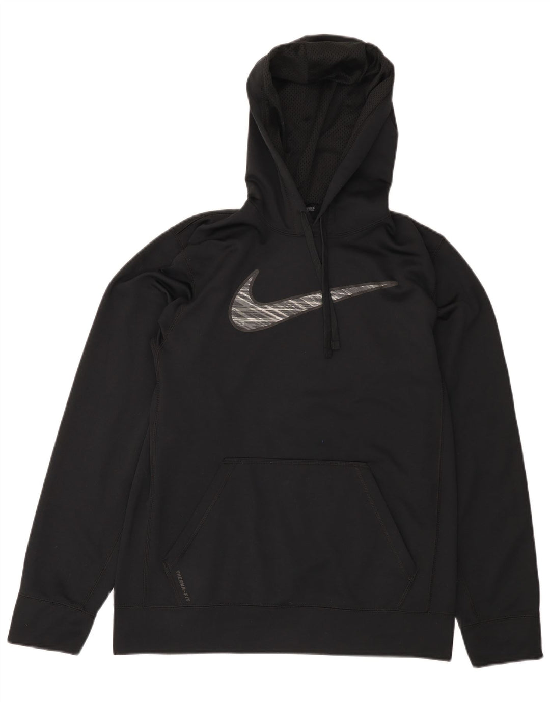 NIKE Sudadera con capucha Therma-Fit Graphic para hombre, talla pequeña, poliéster negro