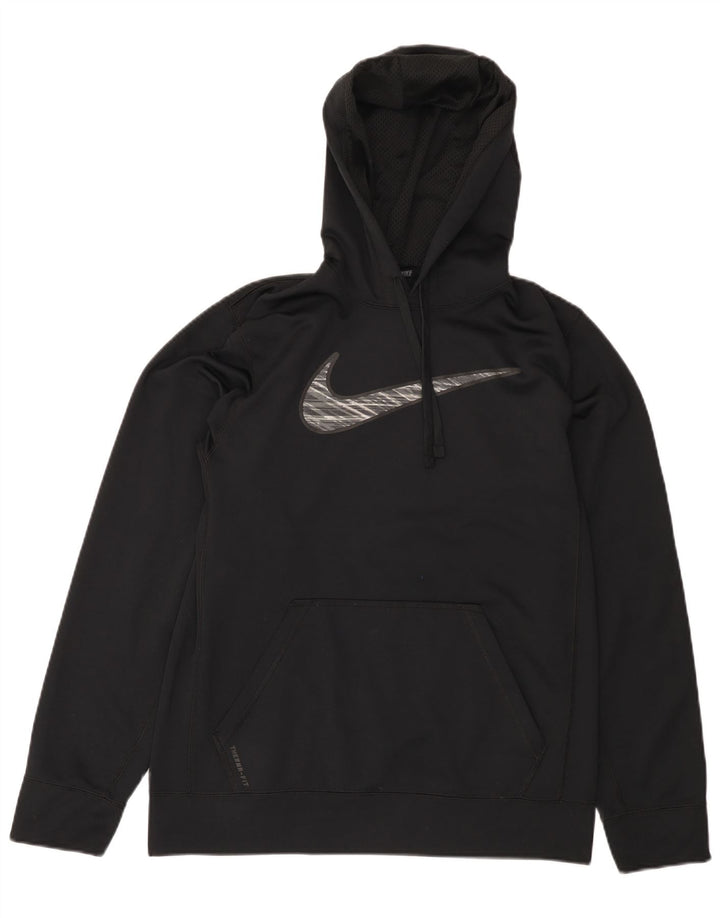 NIKE Sudadera con capucha Therma-Fit Graphic para hombre, talla pequeña, poliéster negro