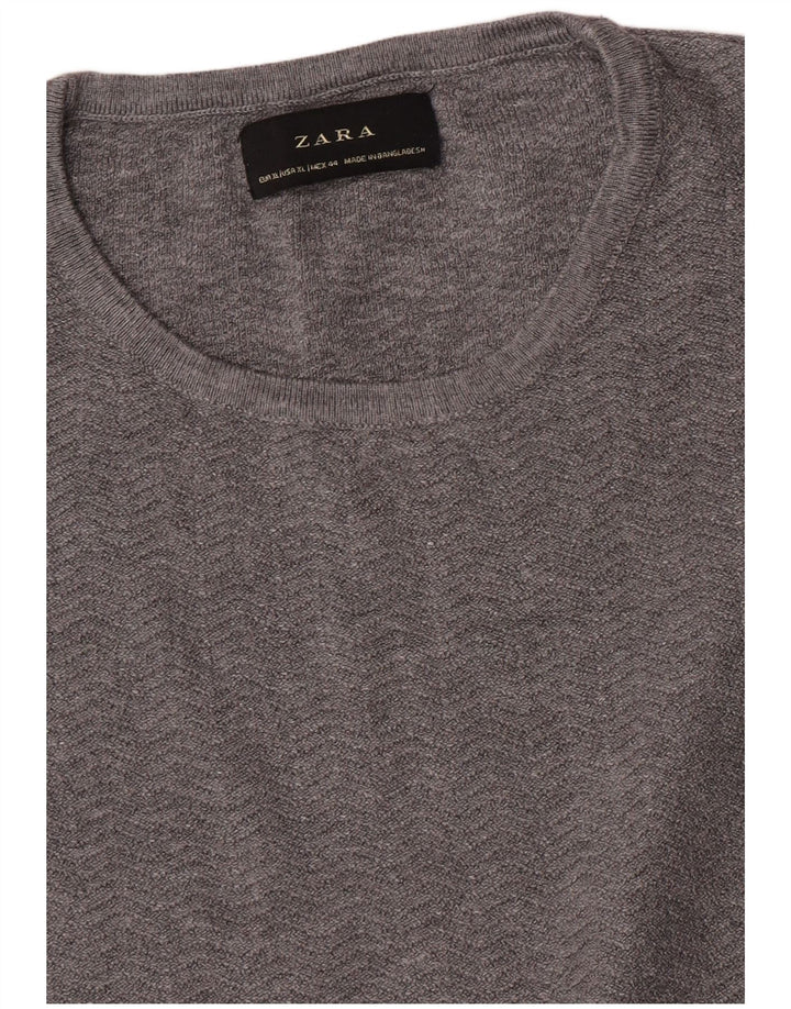 Zara Hombre Jersey Cuello Redondo Jersey XL Gris