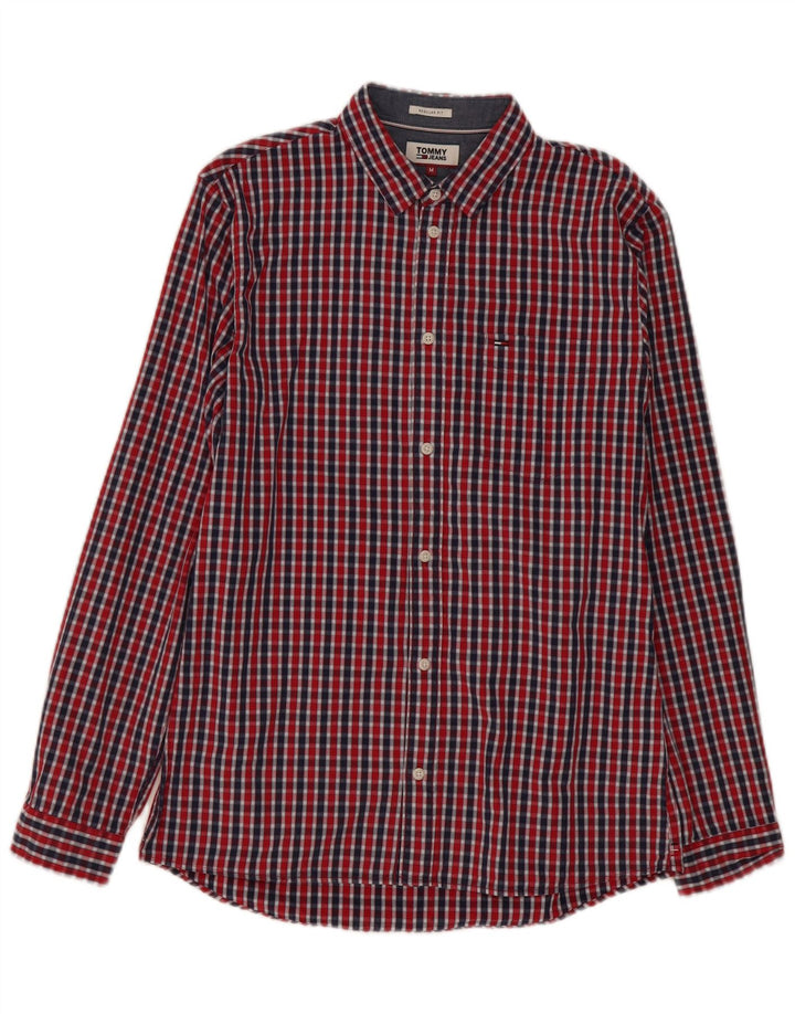 Camisa Tommy Hilfiger de corte regular para hombre de algodón a cuadros rojos medianos