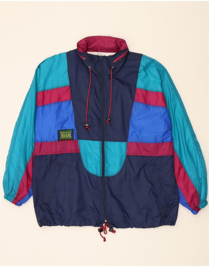 MARCEL CLAIR Mens Loose Fit Rain Jacket UK 40 Large Navy Blue Colourblock Vintage Marcel Clair and Second-Hand Marcel Clair from Messina Hembry 