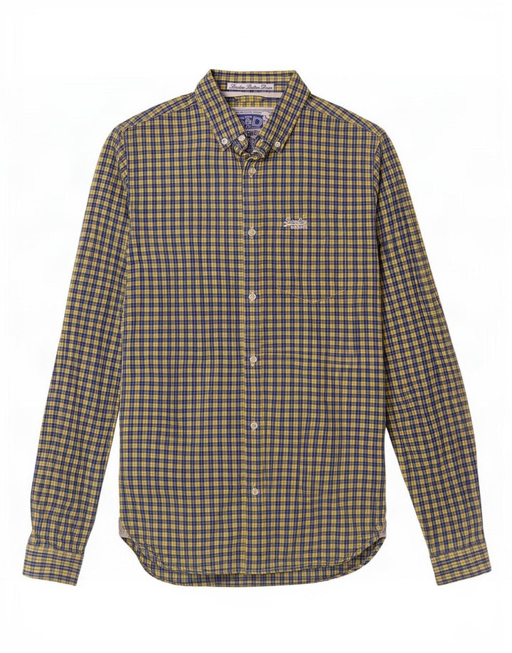 Camisa Superdry Hombre De Algodón A Cuadros Azul Pequeño