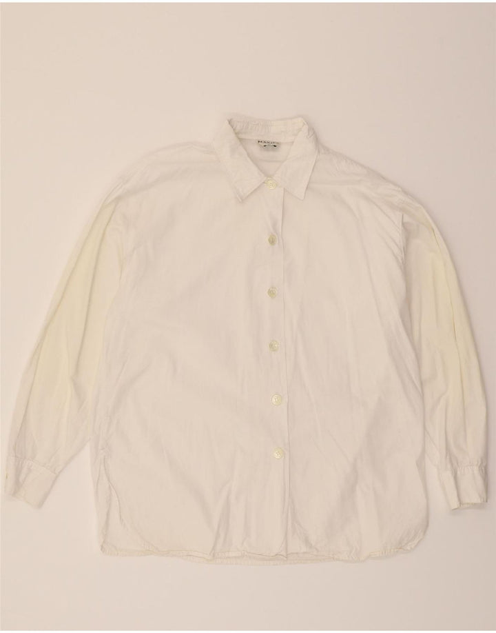 MAX & CO. Womens Longline Loose Fit Shirt UK 12 Medium  White Cotton Vintage Max & Co. and Second-Hand Max & Co. from Messina Hembry 