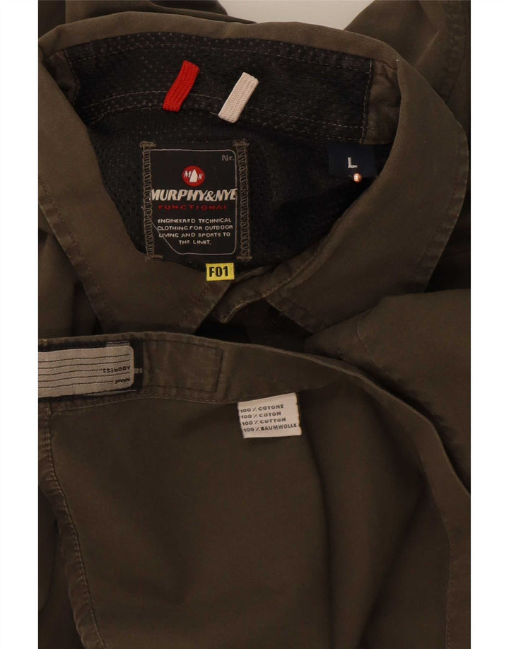 Murphy & Nye Camisa para hombre grande de algodón caqui