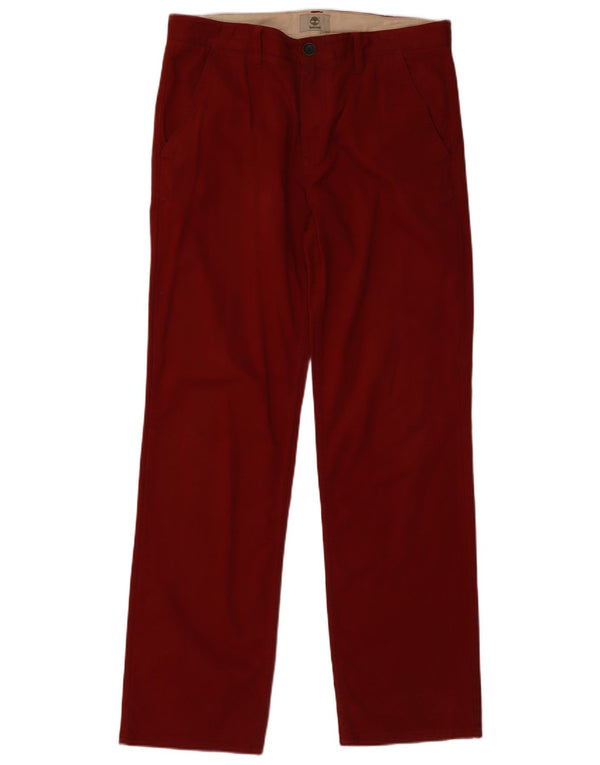 Timberland Pantalón chino recto para hombre W34 L31 Algodón burdeos