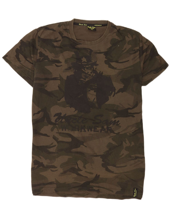 Tío Sam Camiseta gráfica para hombre Top IT 56/58 XL Caqui Camuflaje Algodón