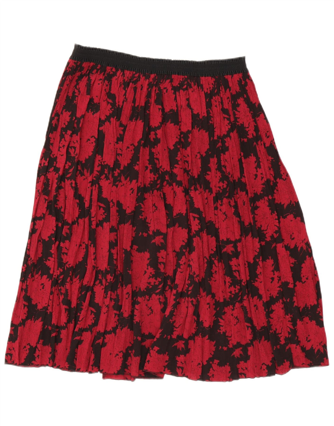 Vintage mujer A-Line falda W30 medio rojo floral poliéster