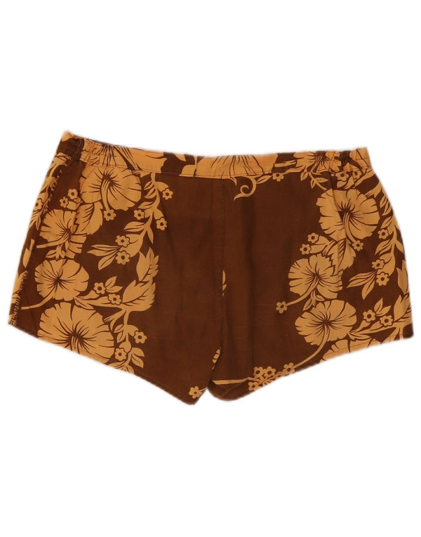 Vintage mujer pantalones calientes W32 marrón medio floral