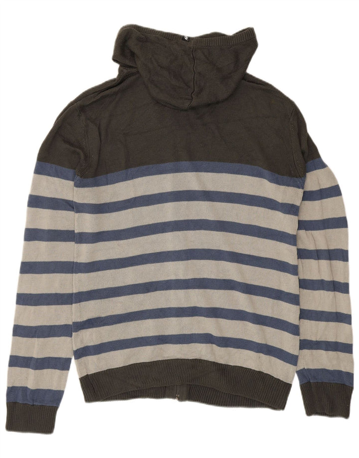 Rip Curl Hombre Cárdigan Con Capucha Suéter Gris Medio A Rayas