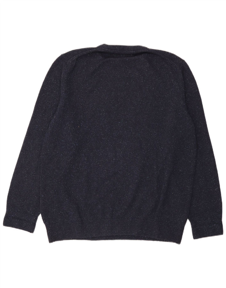 BARBOUR Jersey de cuello redondo para hombre, suéter medio azul marino moteado