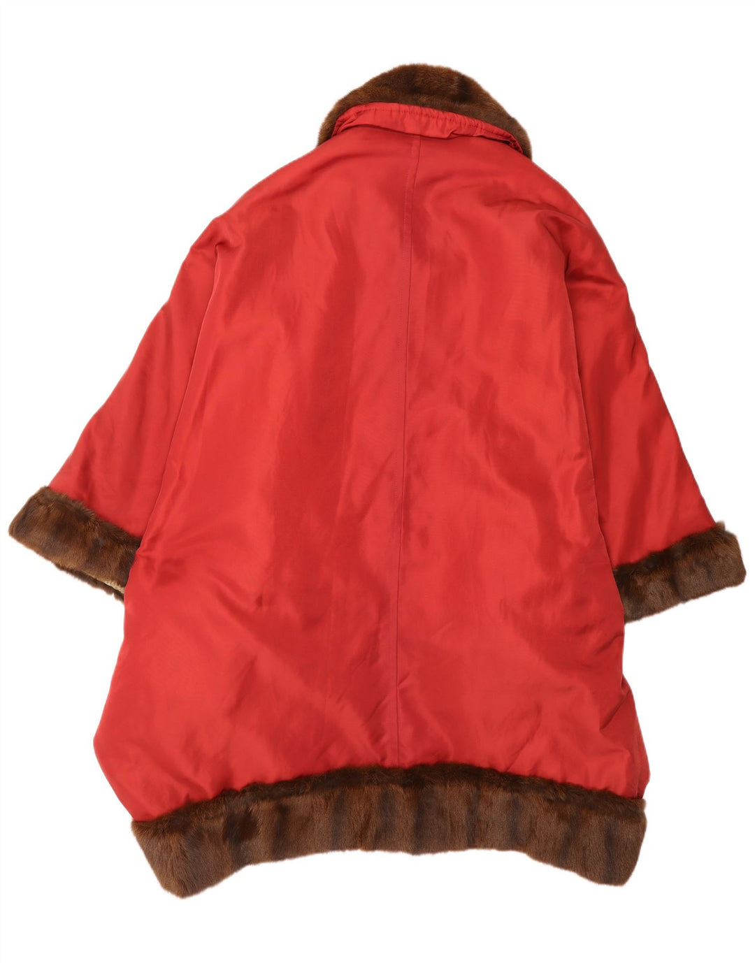 Vintage mujer Poncho abrigo un tamaño rojo colorblock