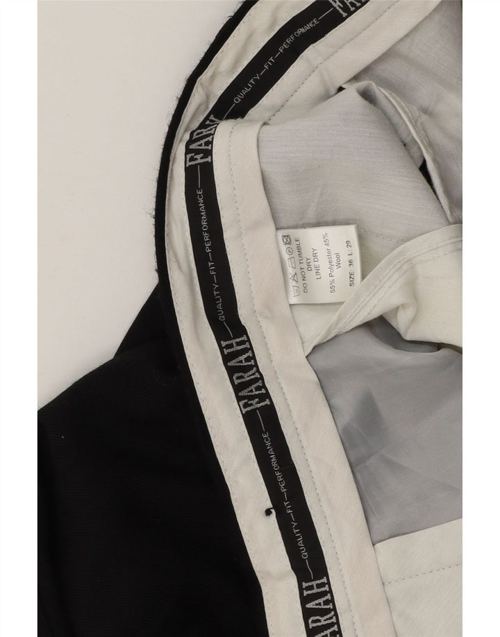 Farah Pantalón de traje recto para hombre W36 L29 Poliéster negro