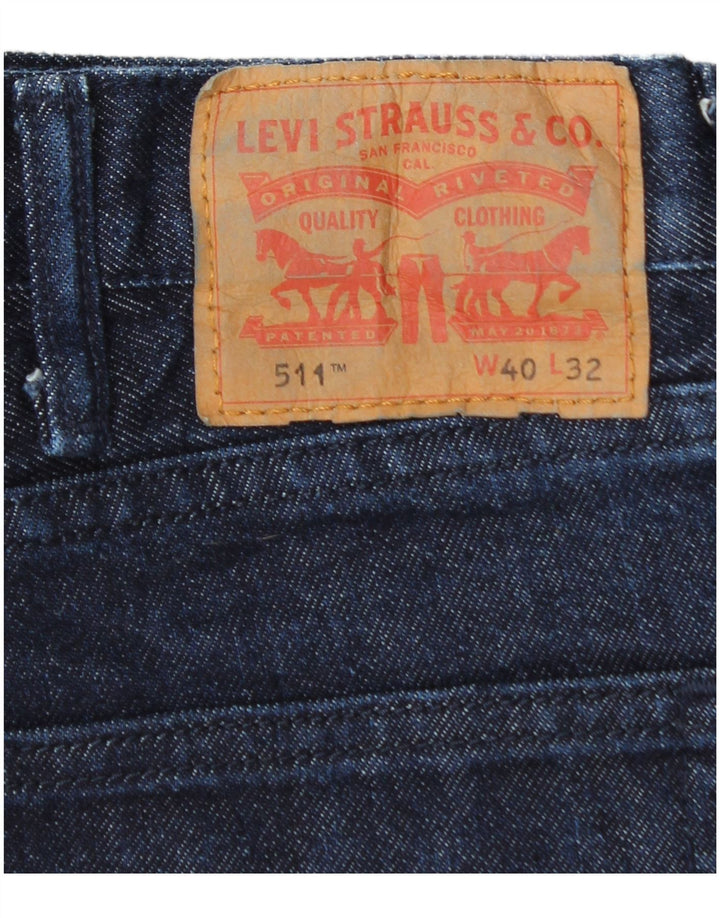Levi's Mens 511 Slim Jeans W40 L32 Azul Marino Algodón Clásico