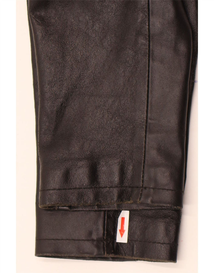 Vintage mujer chaqueta de cuero Reino Unido 14 cuero negro medio