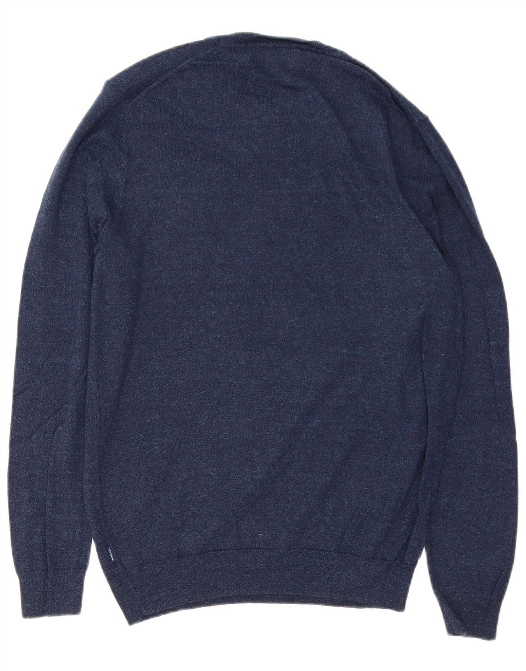 SUPERDRY Jersey de cuello redondo para hombre de algodón moteado en azul marino medio